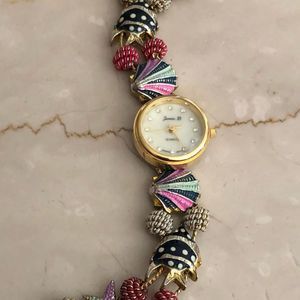 Colorful Ocean Themed Goldtone Slide Watch